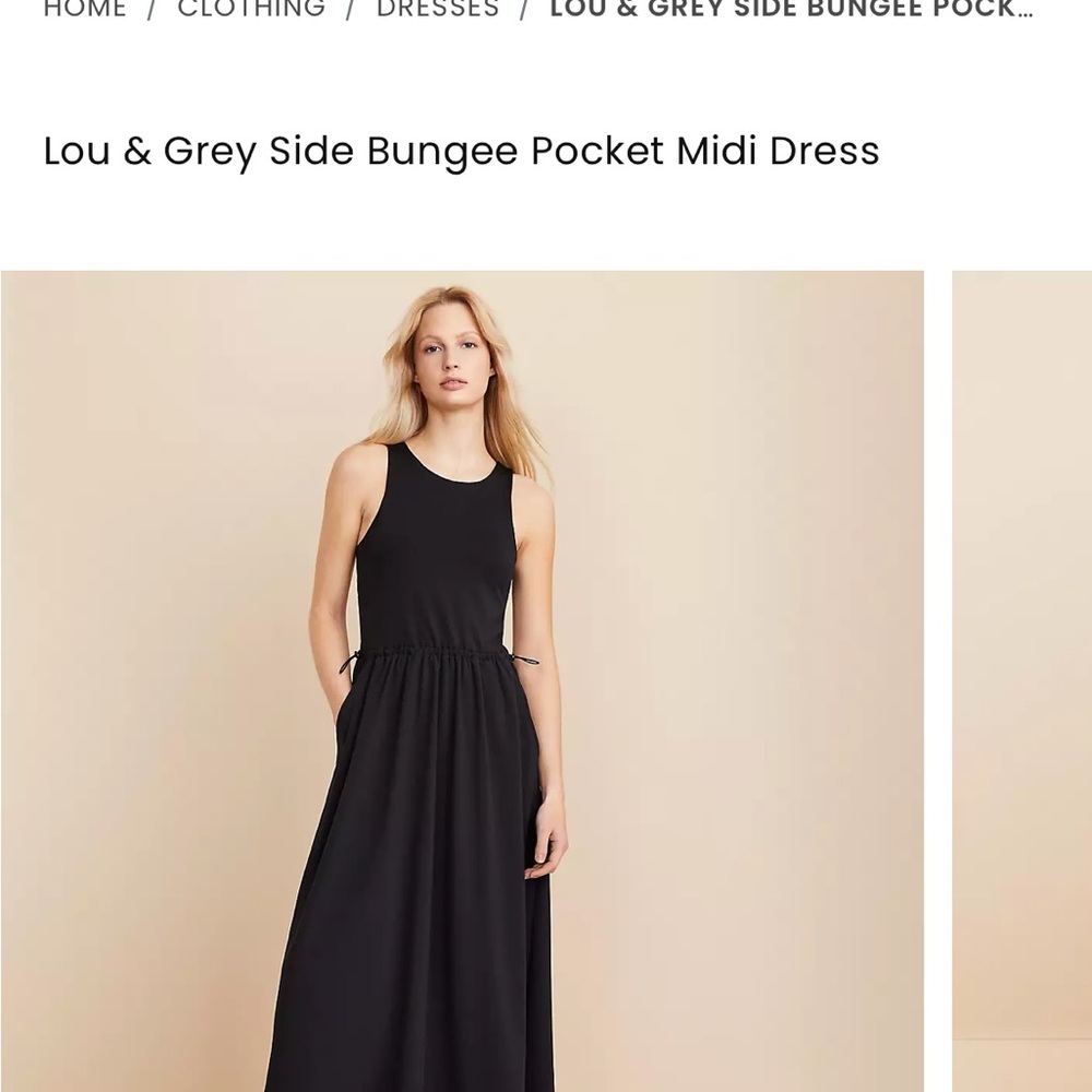 Lou & Grey Black Bungee Pocket Midi Dress
